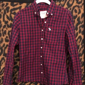 Flannel Button Up Red & Blue